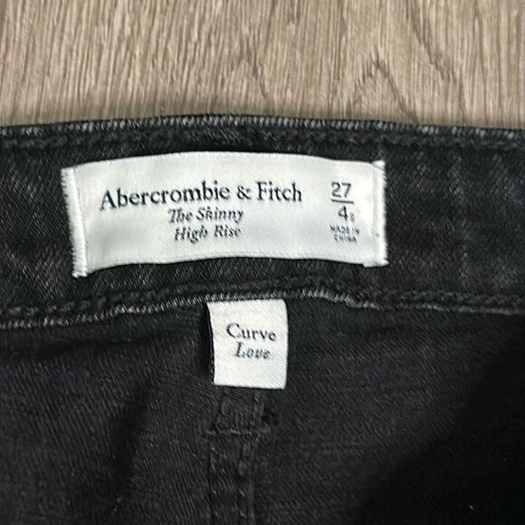 Abercrombie & Fitch The Skinny High Rise Split Raw Hem Black Stretch Jeans 27 - Picture 11 of 12
